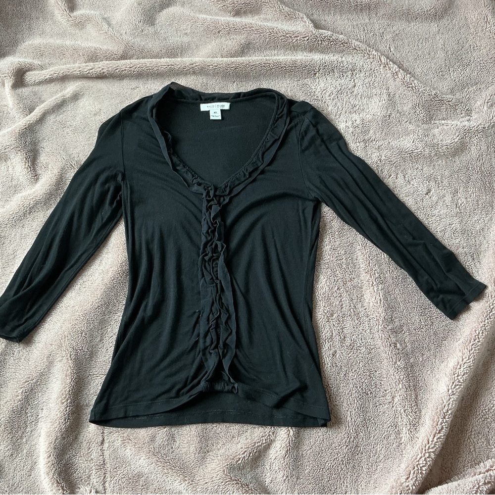 Elegant Black Ruffled Women's Blouse